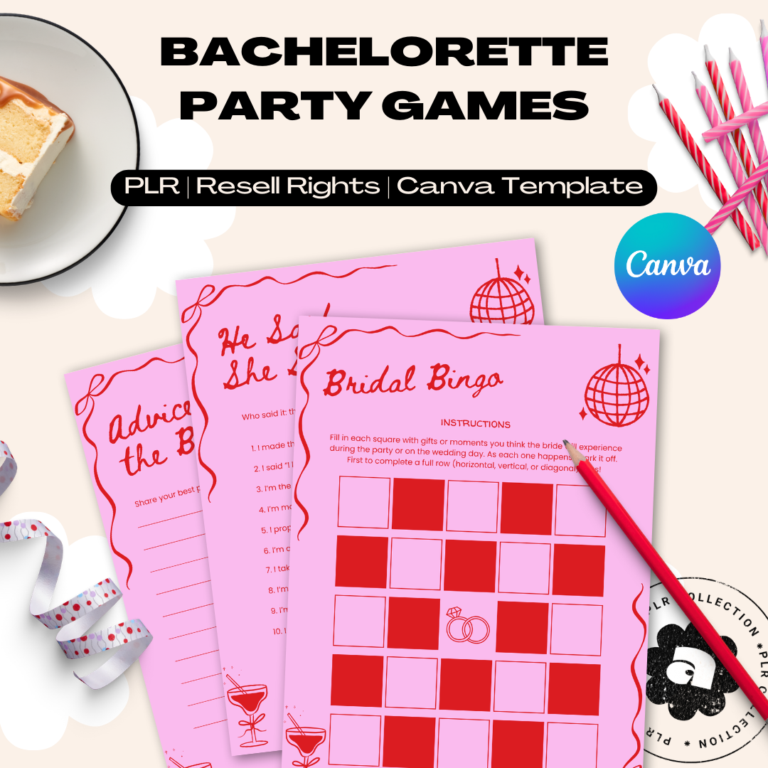 Bachelorette Party Games Bundle – Canva Template (PLR)