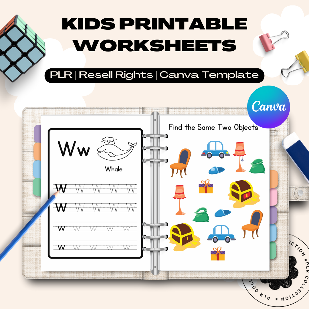 PLR Kids Printable Worksheets – Canva Template (Commercial Use)