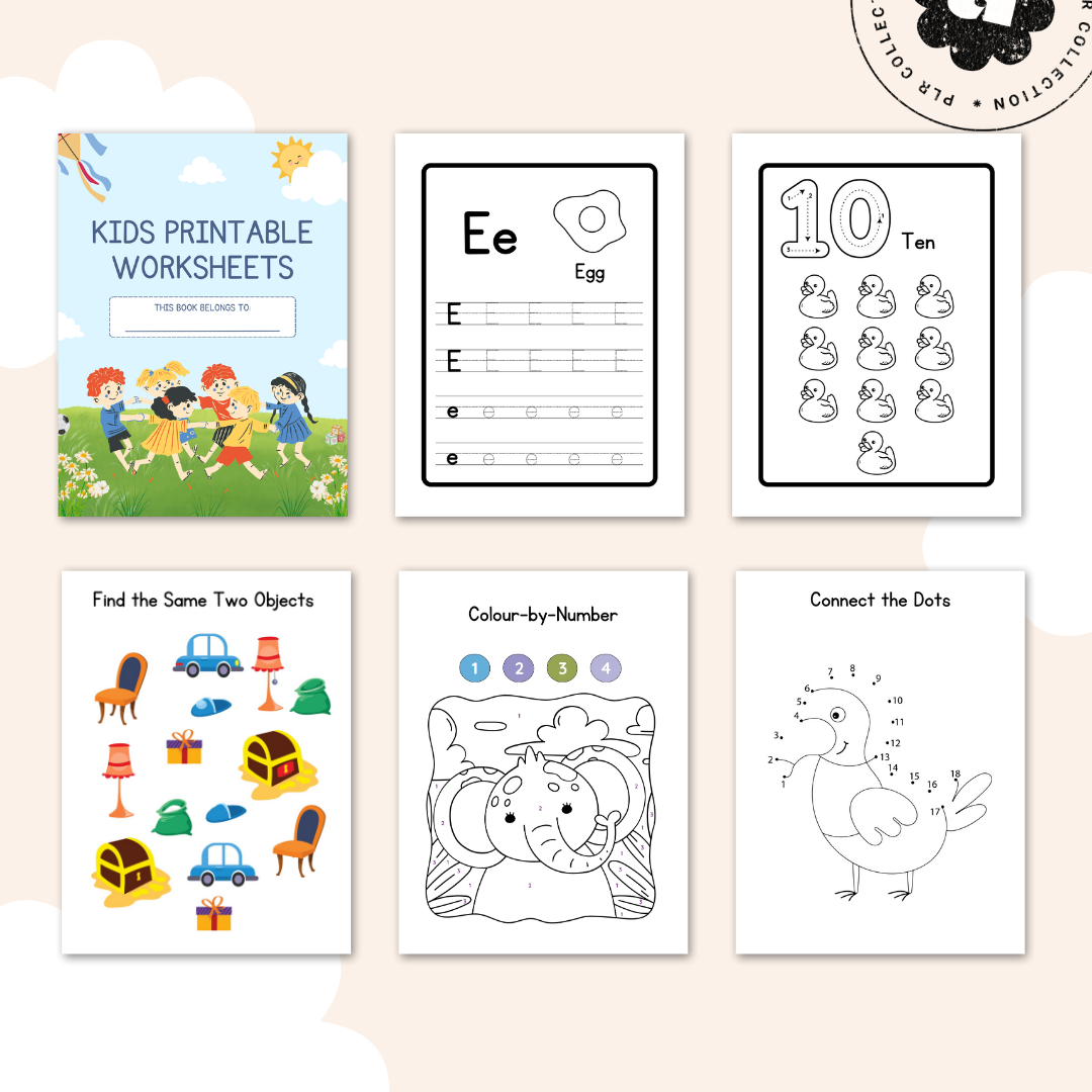 PLR Kids Printable Worksheets – Canva Template (Commercial Use)