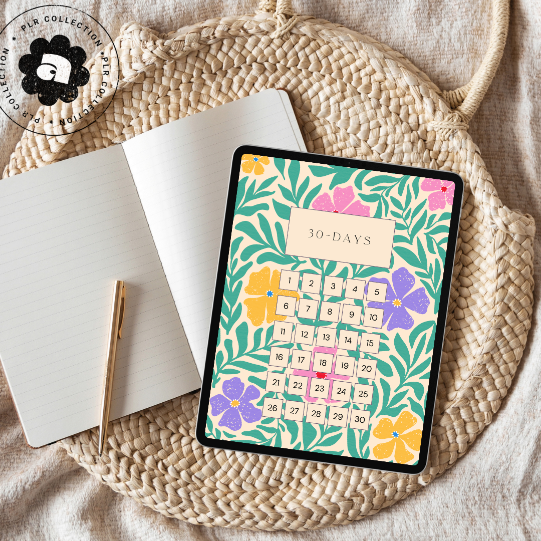 30-Day Gratitude Journal (Digital/Hyperlinked) – Canva Template (PLR)
