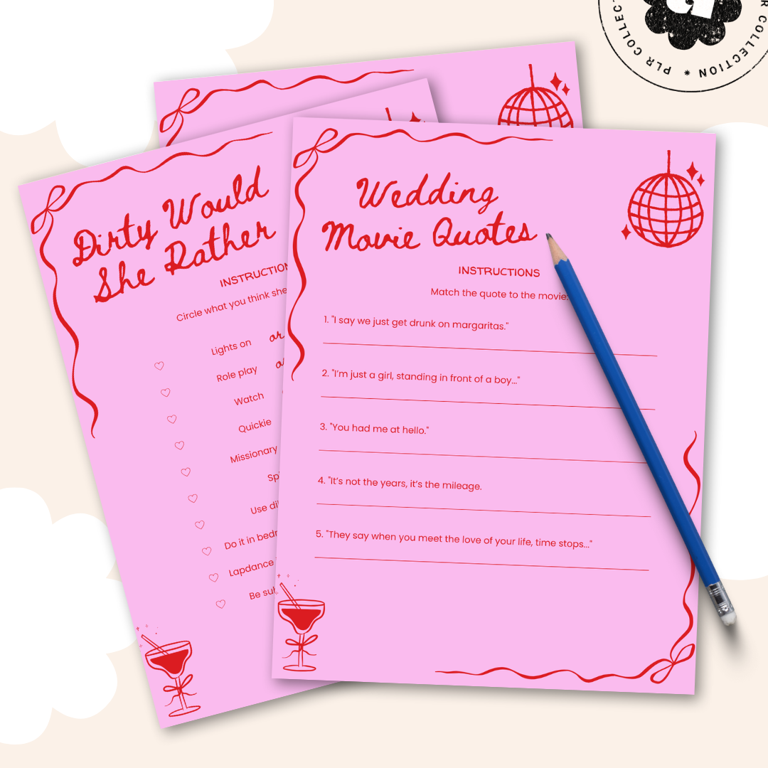 Bachelorette Party Games Bundle – Canva Template (PLR)