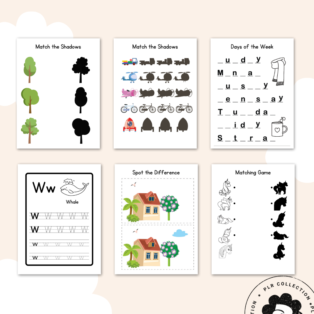 PLR Kids Printable Worksheets – Canva Template (Commercial Use)