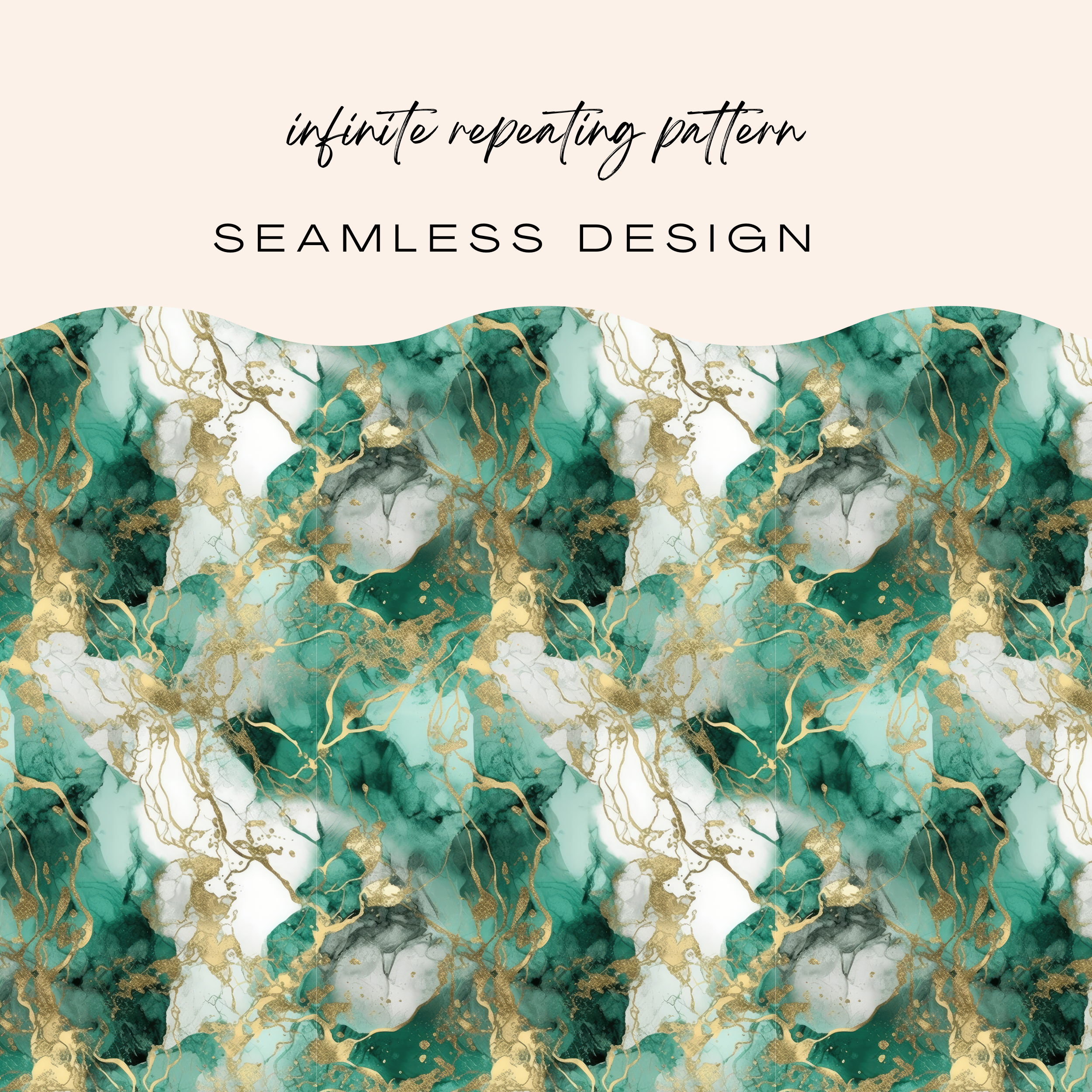 Emerald & Gold Marble Seamless Pattern Clipart Bundle (Commercial Use)