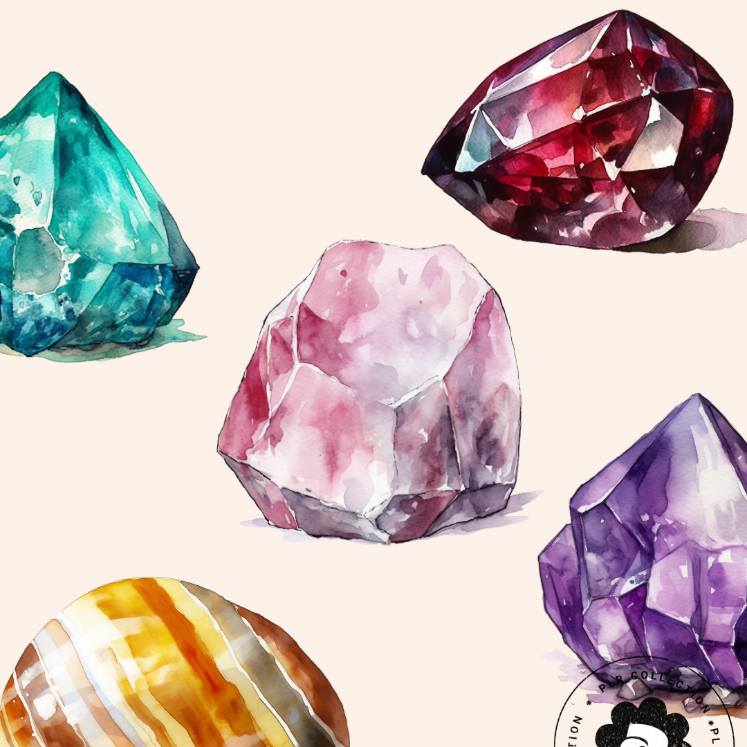 PLR - Crystal & Gemstone Meaning Cards Canva Template (Commercial Use)