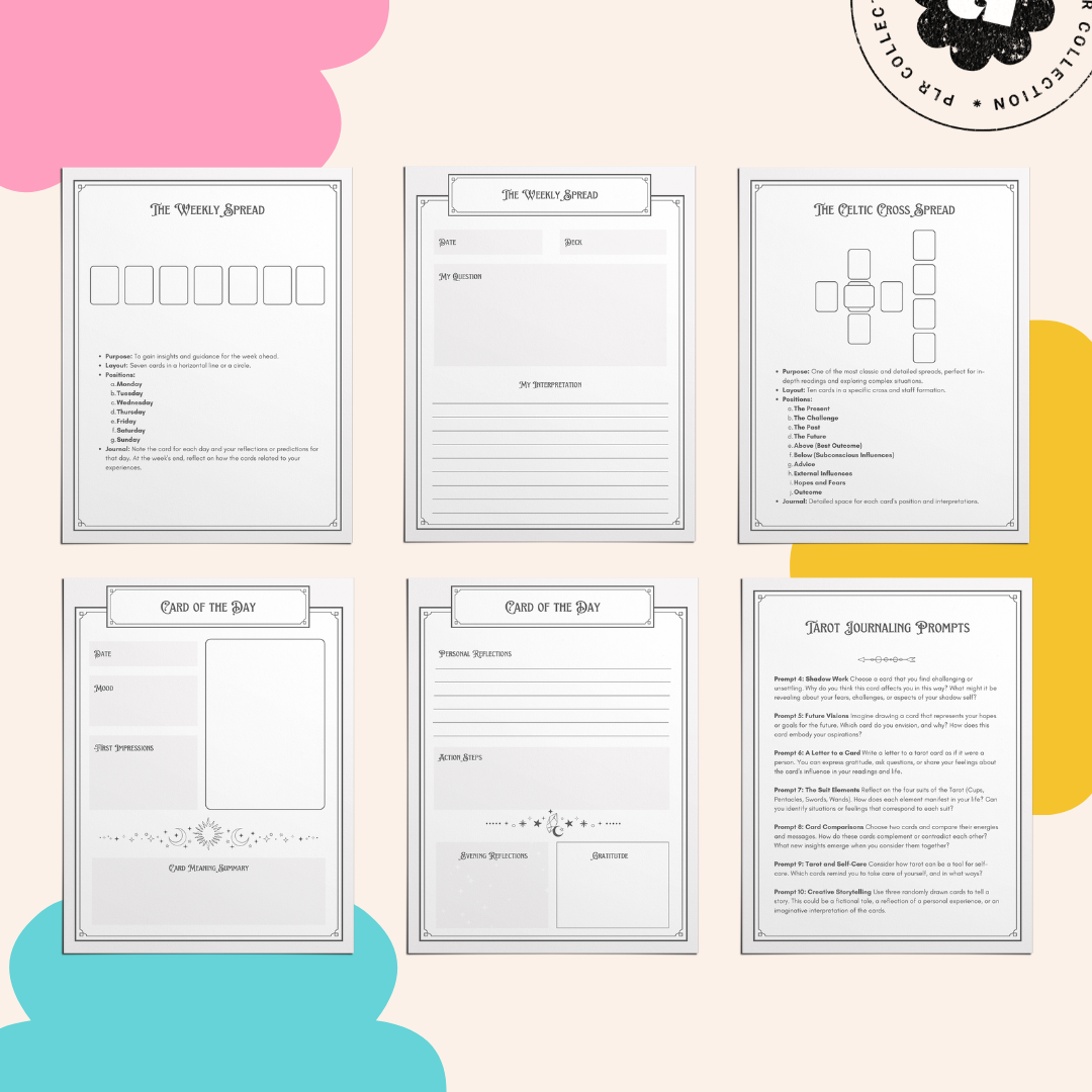 PLR - Guided Tarot Journal Canva Template (Commercial Use)
