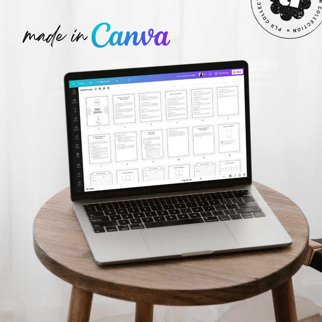PLR - Guided Tarot Journal Canva Template (Commercial Use)