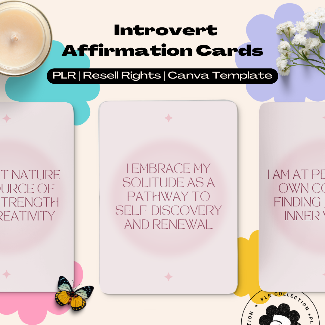 PLR - Introvert Affirmation Cards Canva Template (Commercial Use)