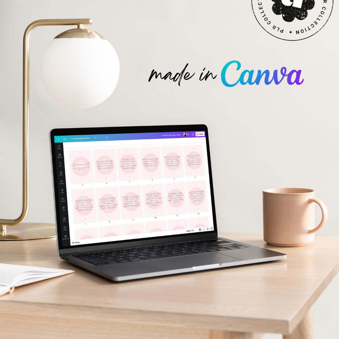 PLR - Introvert Affirmation Cards Canva Template (Commercial Use)