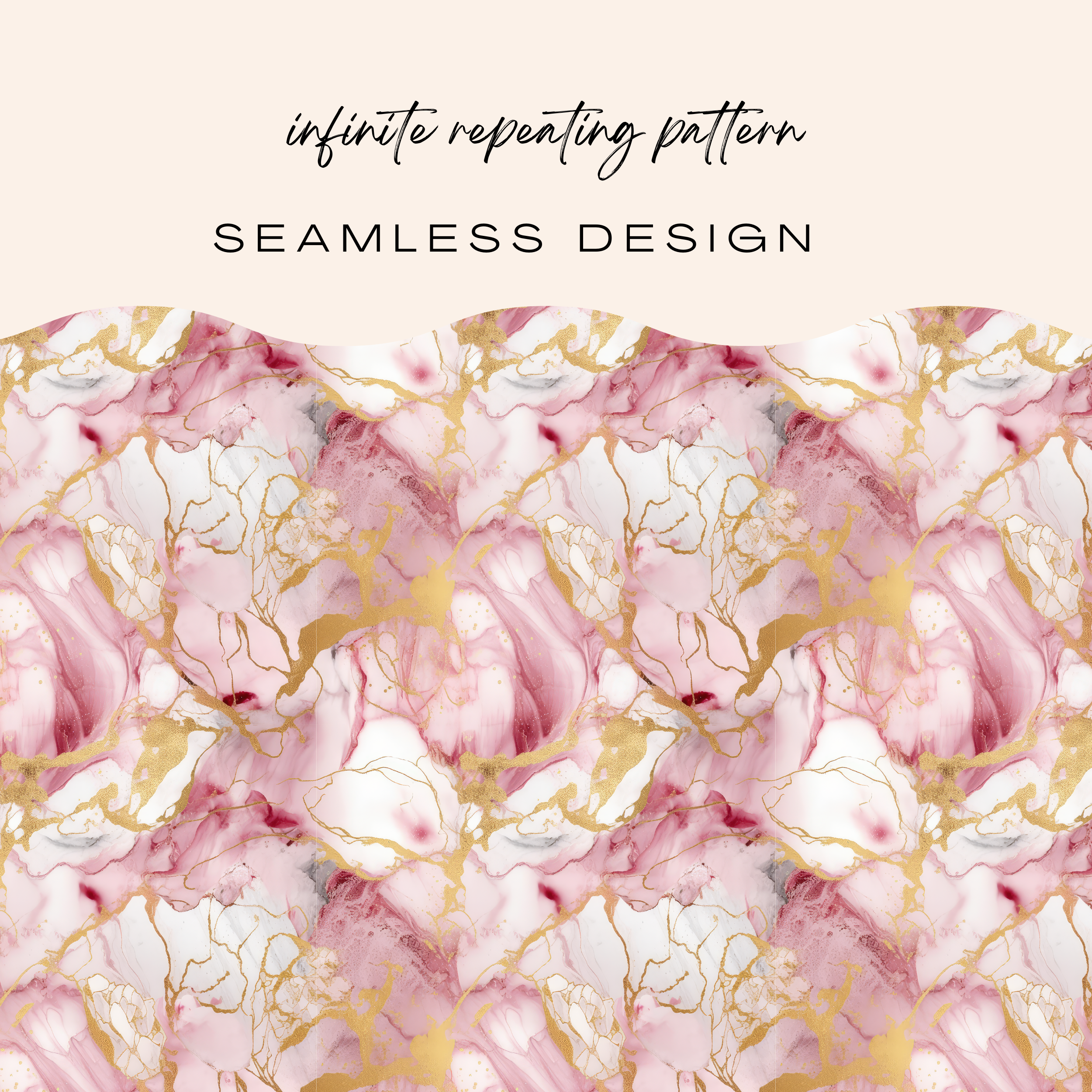 Light Pink & Gold Marble Seamless Pattern Clipart Bundle (Commercial Use)
