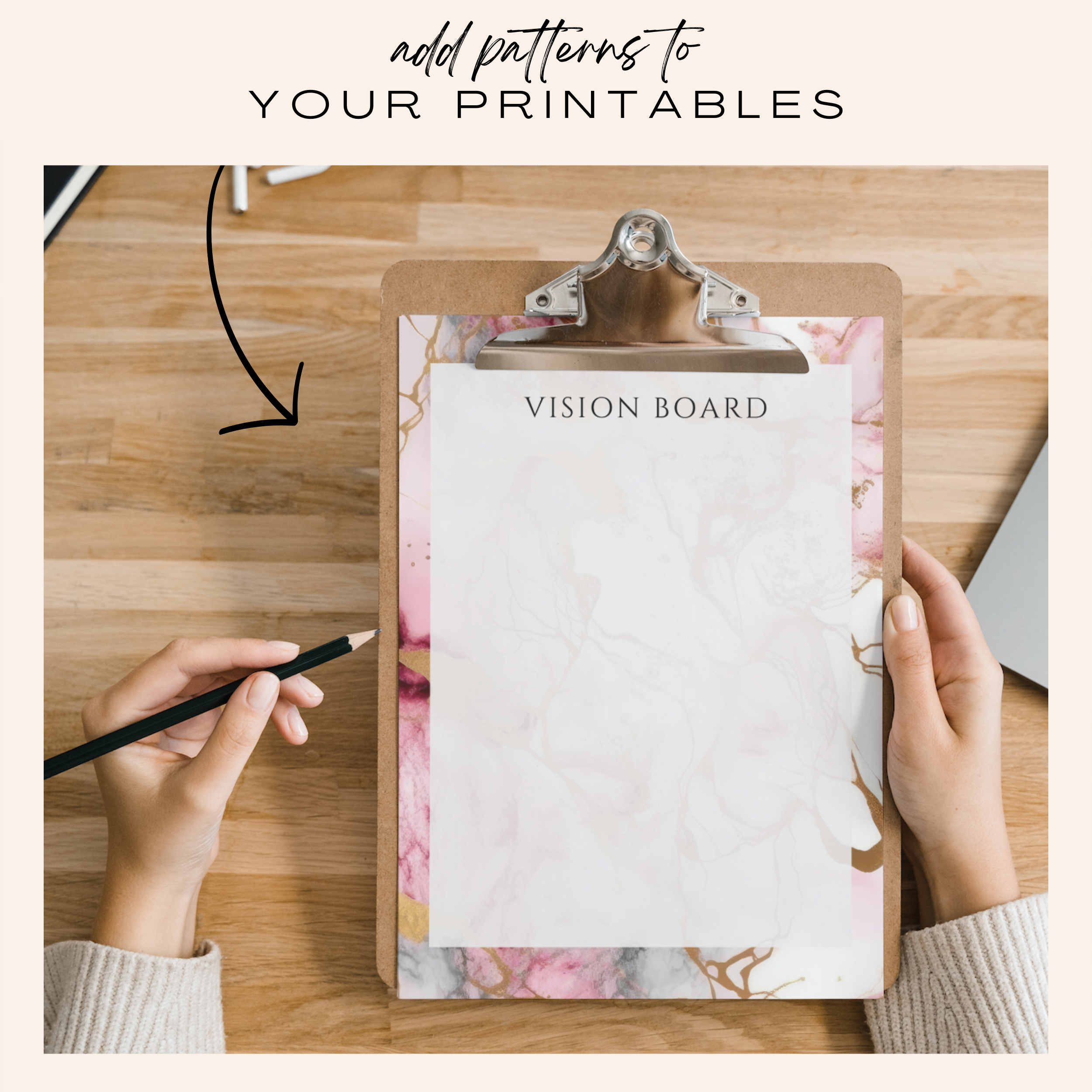 Light Pink & Gold Marble Seamless Pattern Clipart Bundle (Commercial Use)