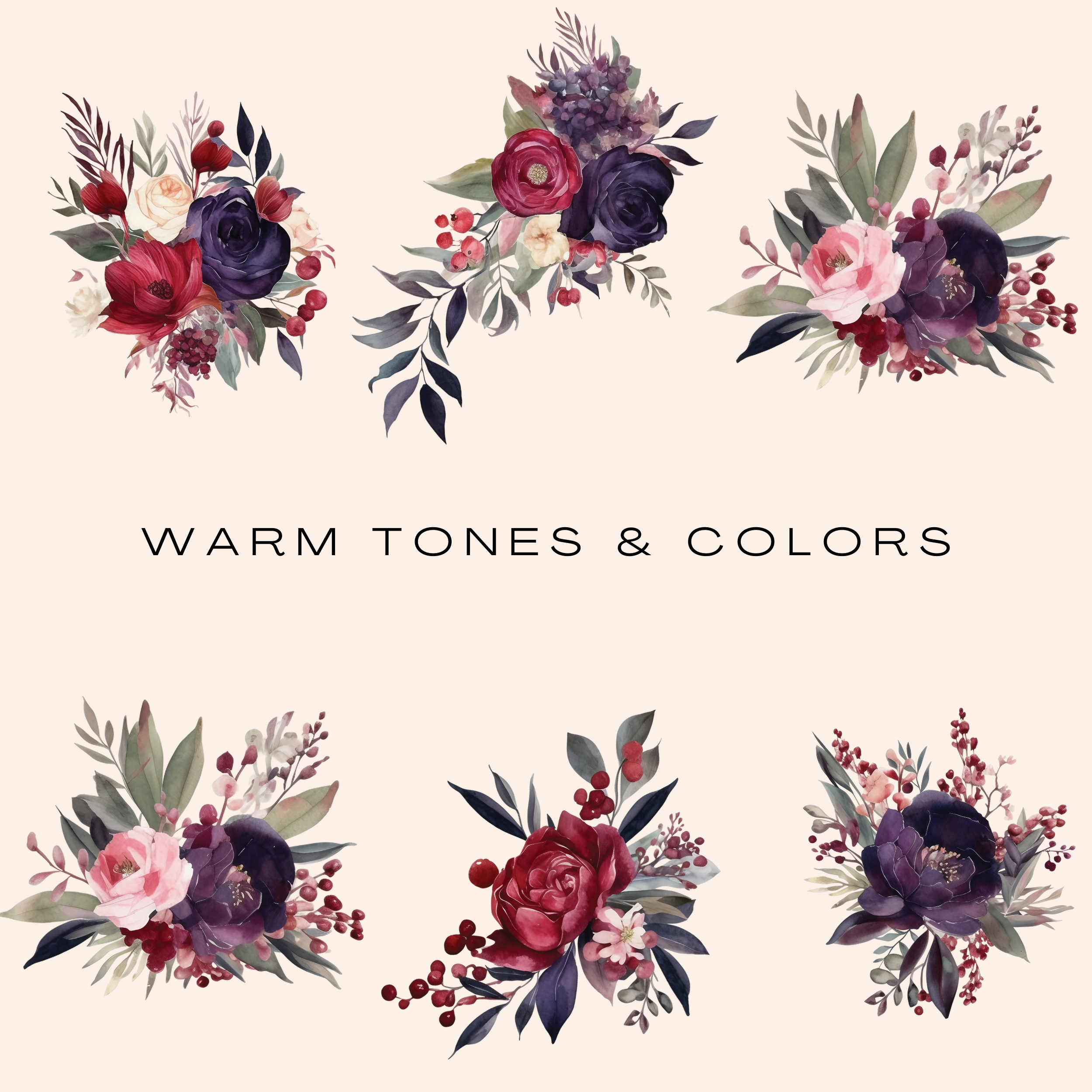 Moody Hues Peony Clipart Bundle (Commercial Use)