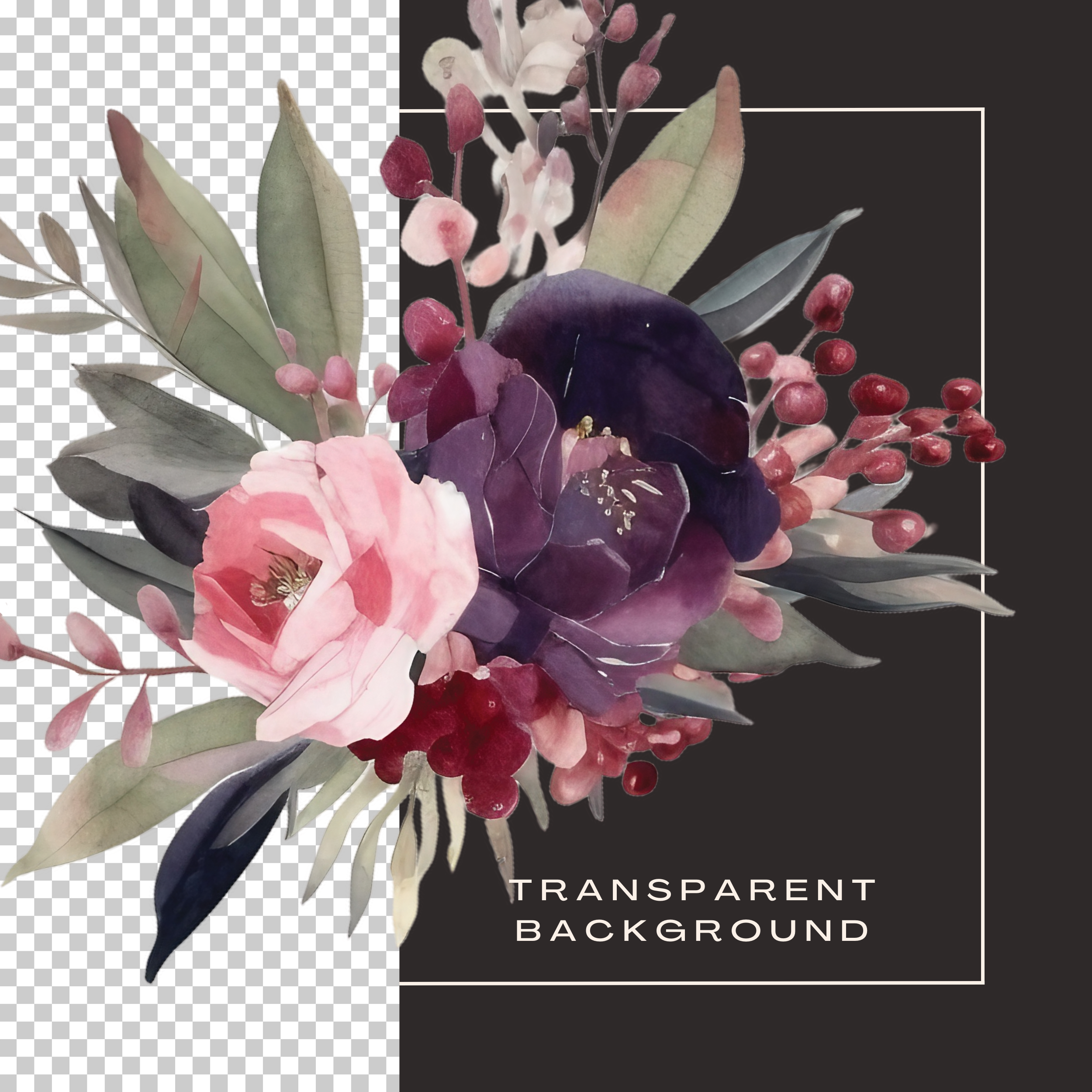 Moody Hues Peony Clipart Bundle (Commercial Use)