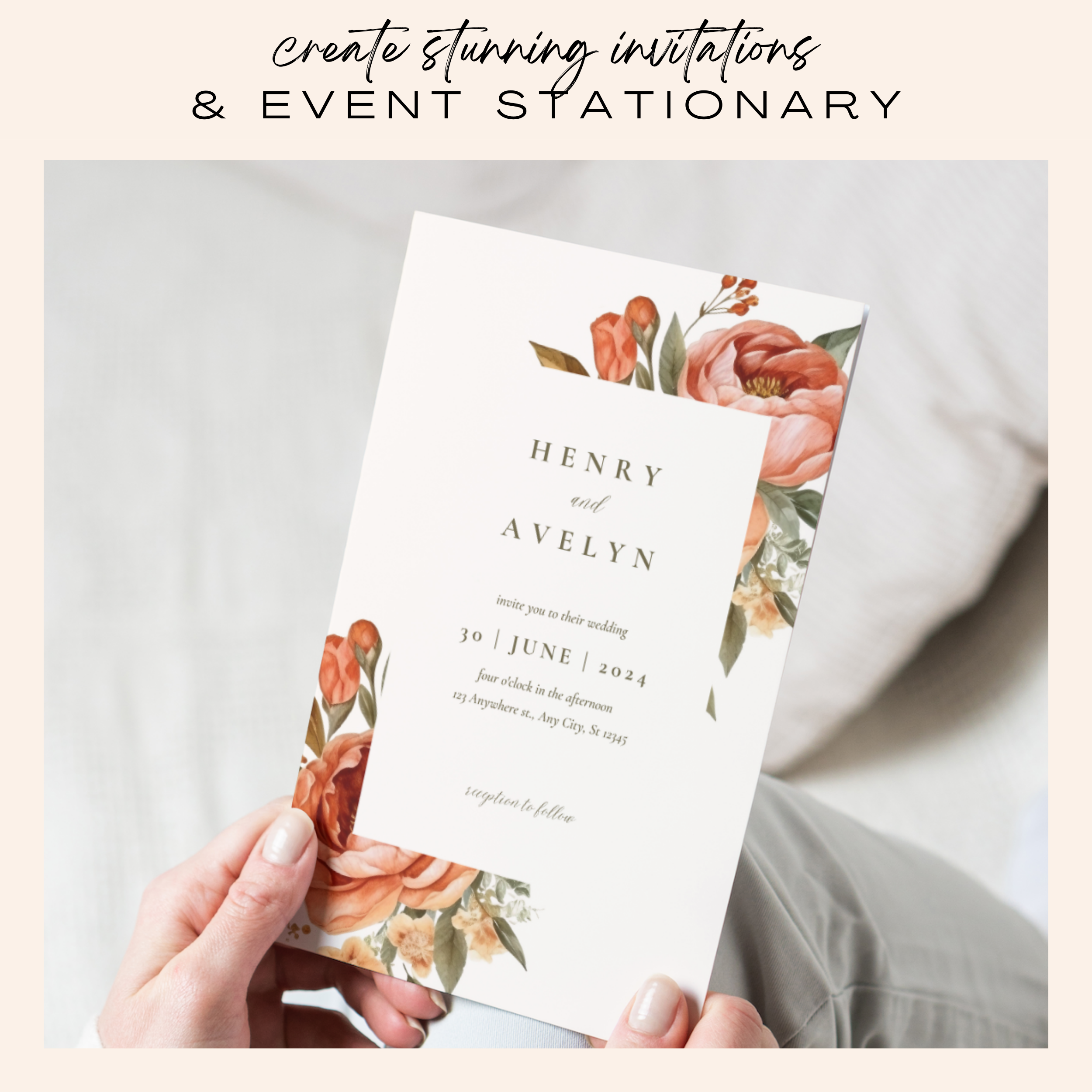 Orange & Blush Peony Clipart Bundle (Commercial Use)