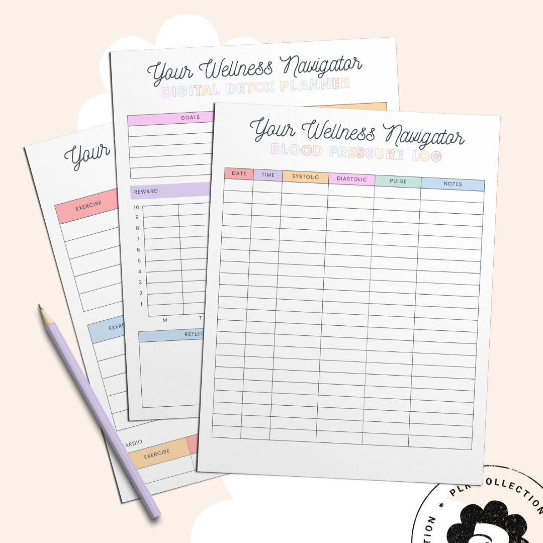 PLR - Health & Wellbeing Tracker Canva Template Bundle (Commercial Use)