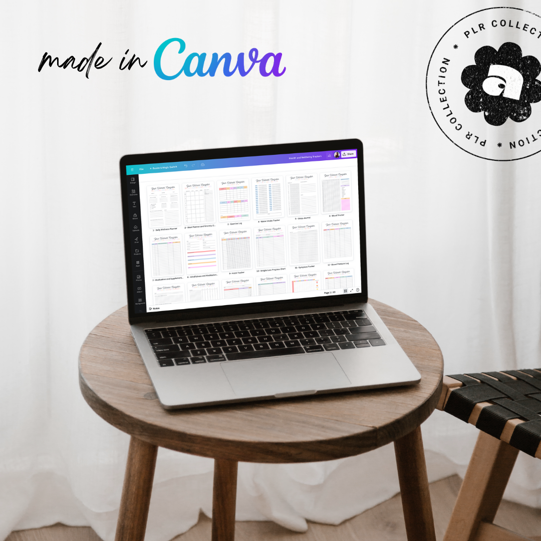 PLR - Health & Wellbeing Tracker Canva Template Bundle (Commercial Use)