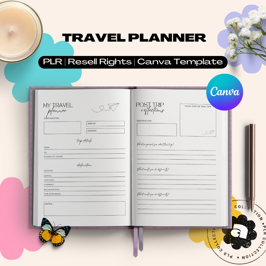 PLR - Travel Planner Canva Template (Commercial Use)