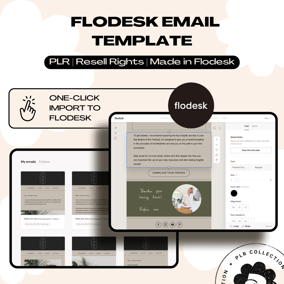 PLR - Welcome Sequence Flodesk Email Template Bundle (Commercial Use)