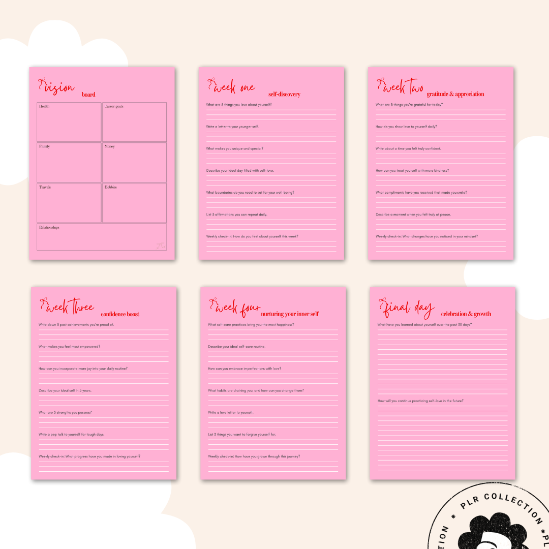 PLR 30-Day Self-Love Journal – Canva Template (Commercial Use)