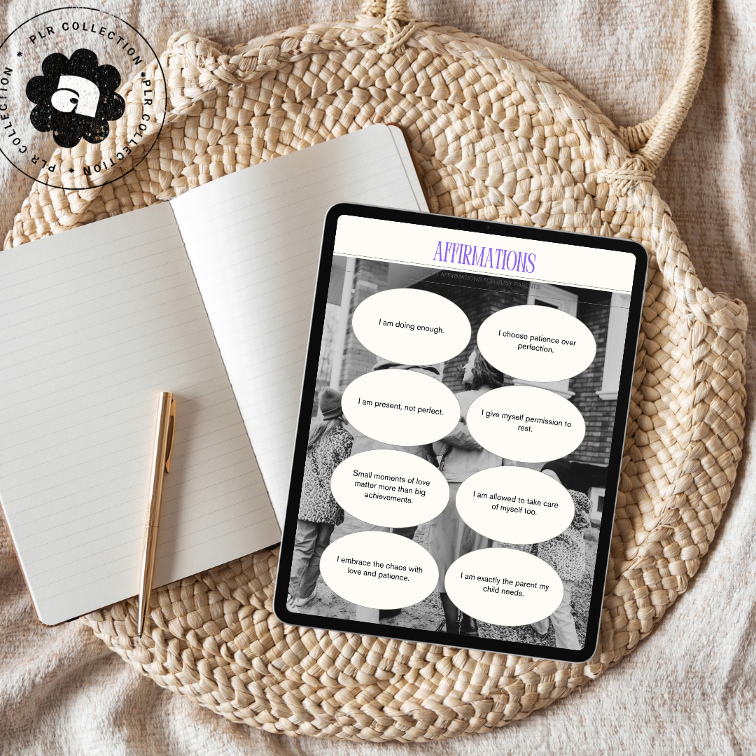 PLR 5-Minute Mindfulness Journal for Busy Parents – Canva Template (Commercial Use)