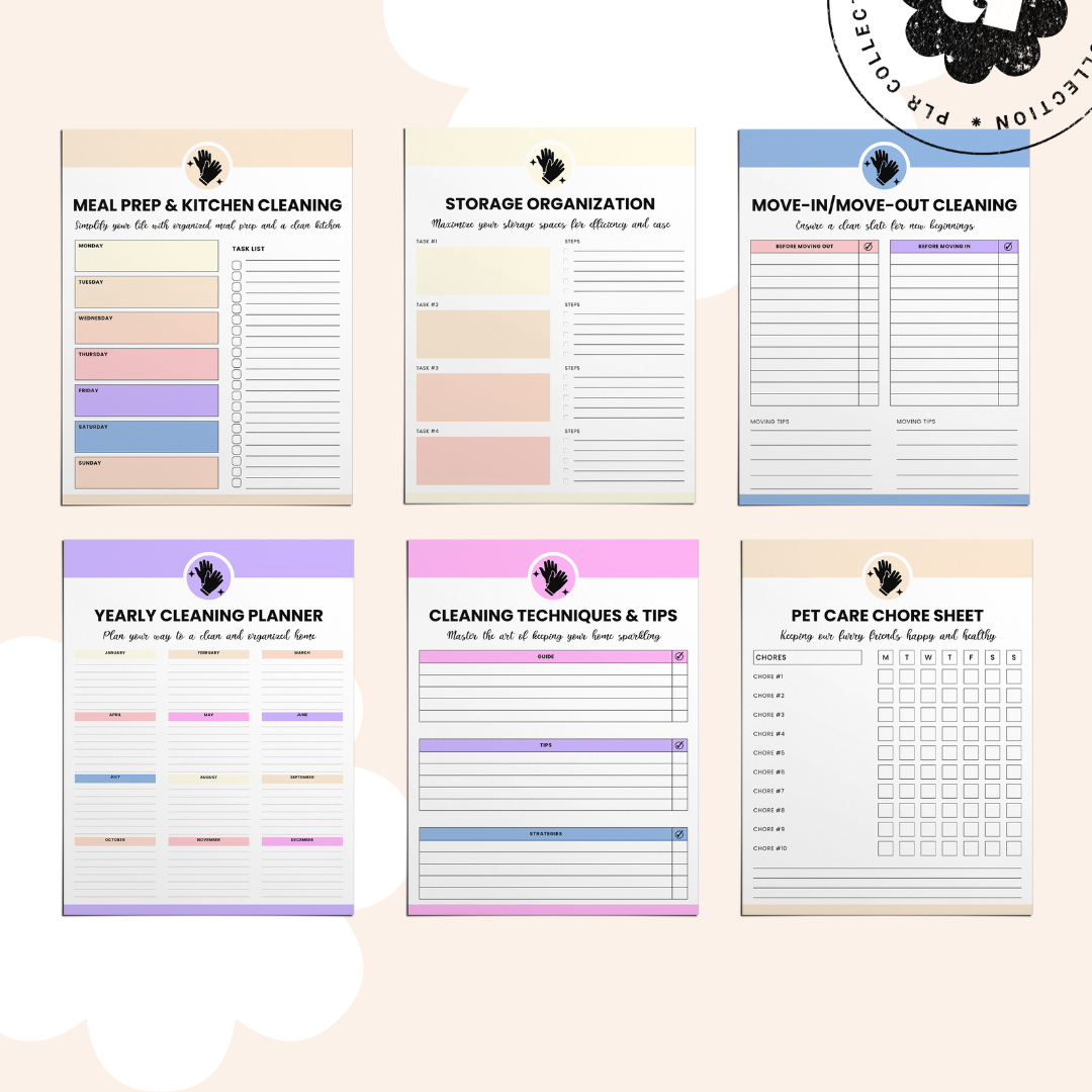 PLR - Cleaning Checklist & Schedule Canva Template Bundle (Commercial Use)