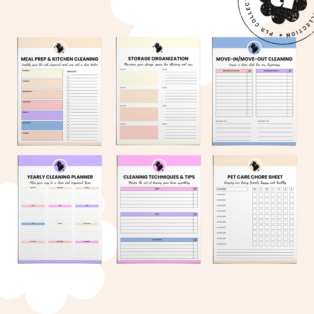 PLR - Cleaning Checklist &amp; Schedule Canva Template Bundle (Commercial Use)