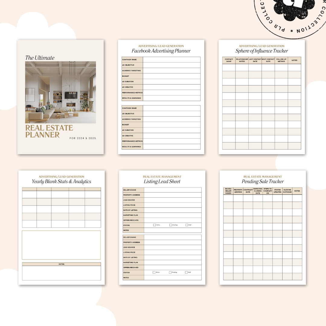 PLR Real Estate Agent Planner – Canva Template (Commercial Use)