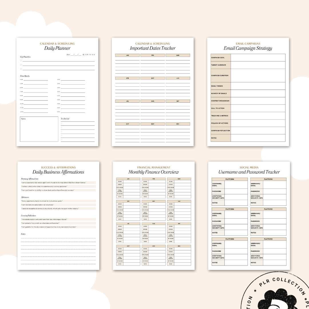 PLR Real Estate Agent Planner – Canva Template (Commercial Use)