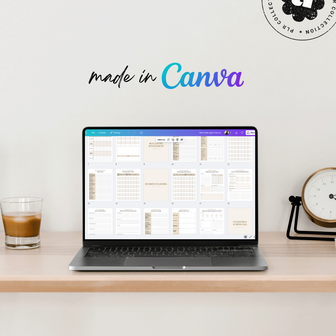 PLR Real Estate Agent Planner – Canva Template (Commercial Use)