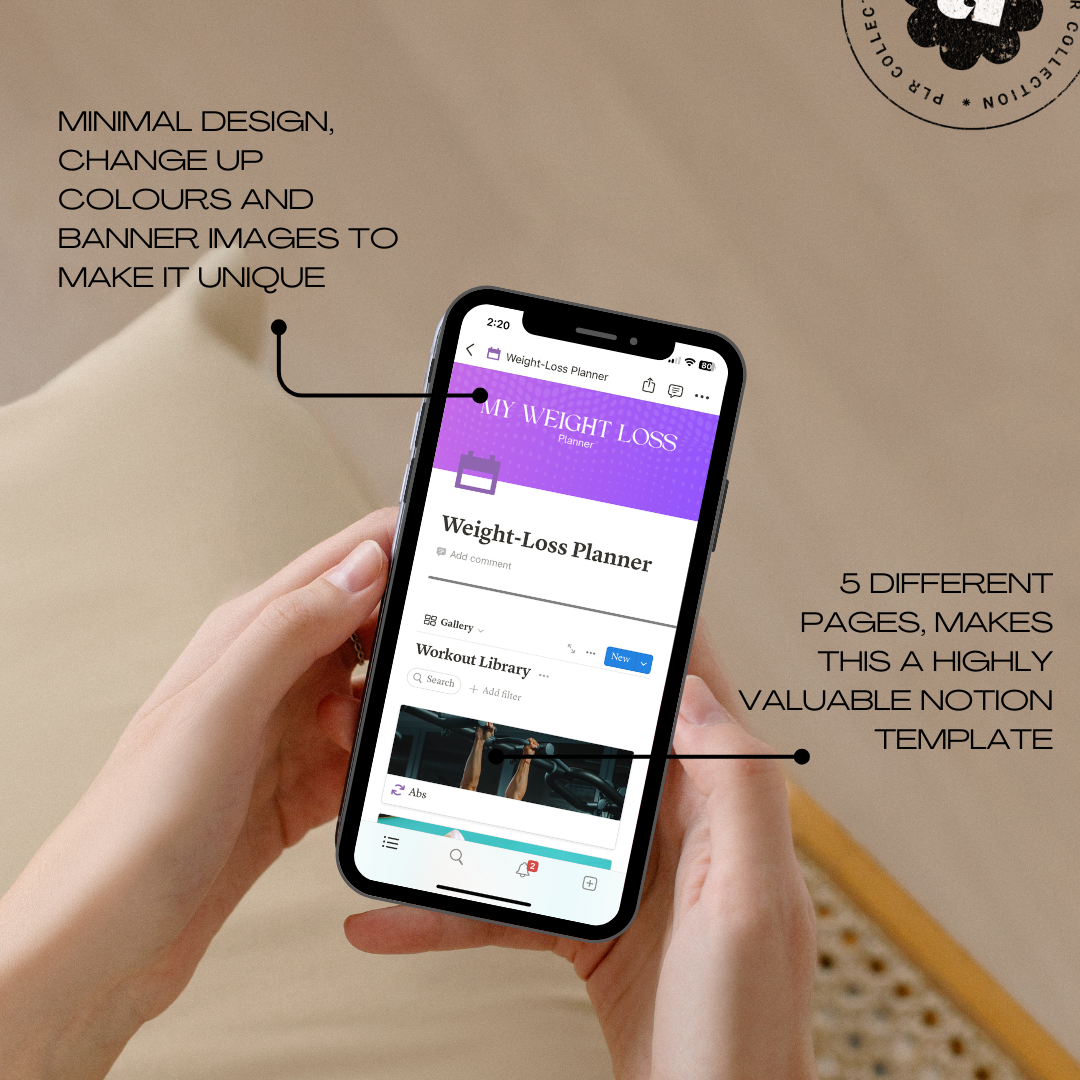 PLR - Weight Loss Planner Notion Template (Commercial Use)