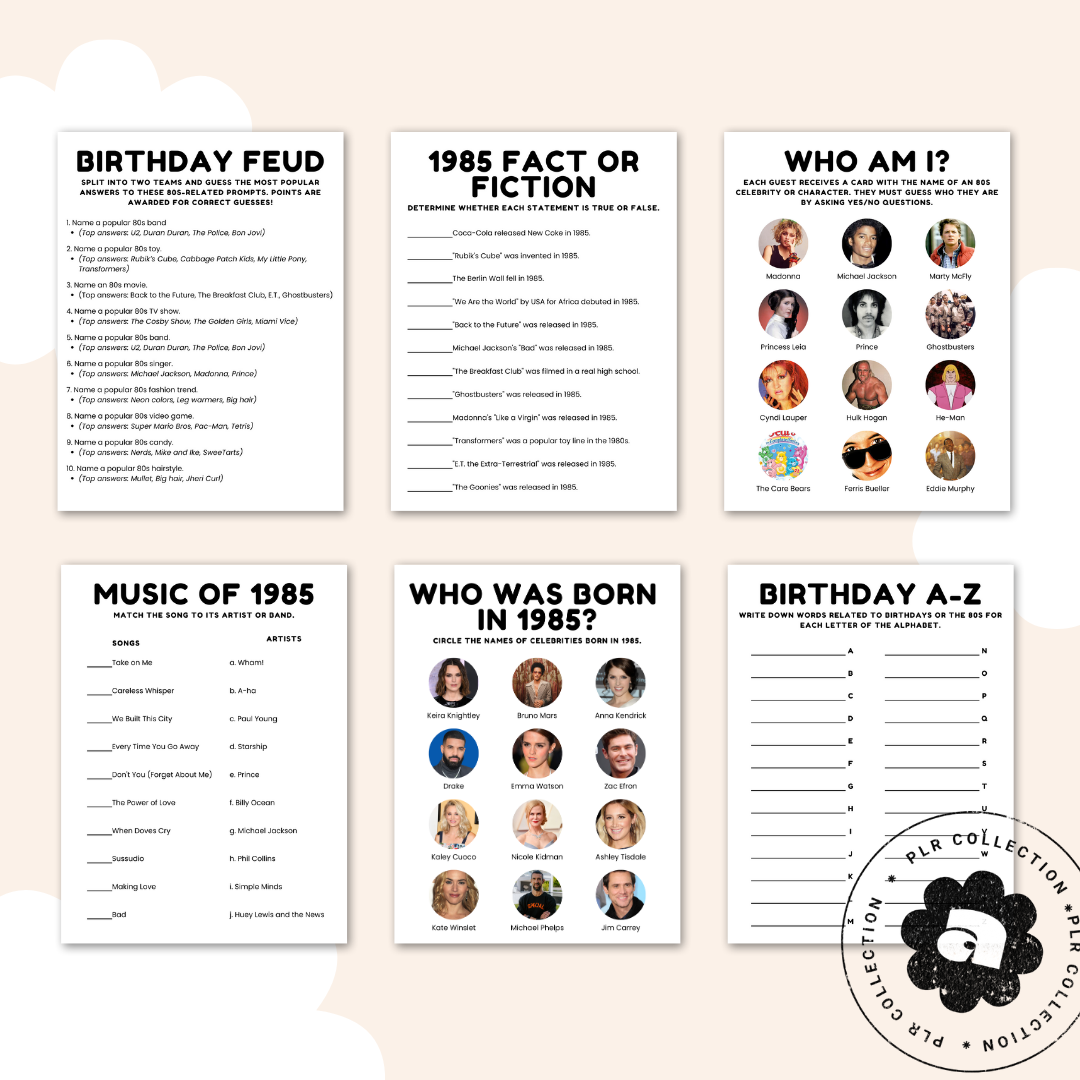 PLR ‘Born in 1985’ Trivia Games Set – Canva Template (Commercial Use)