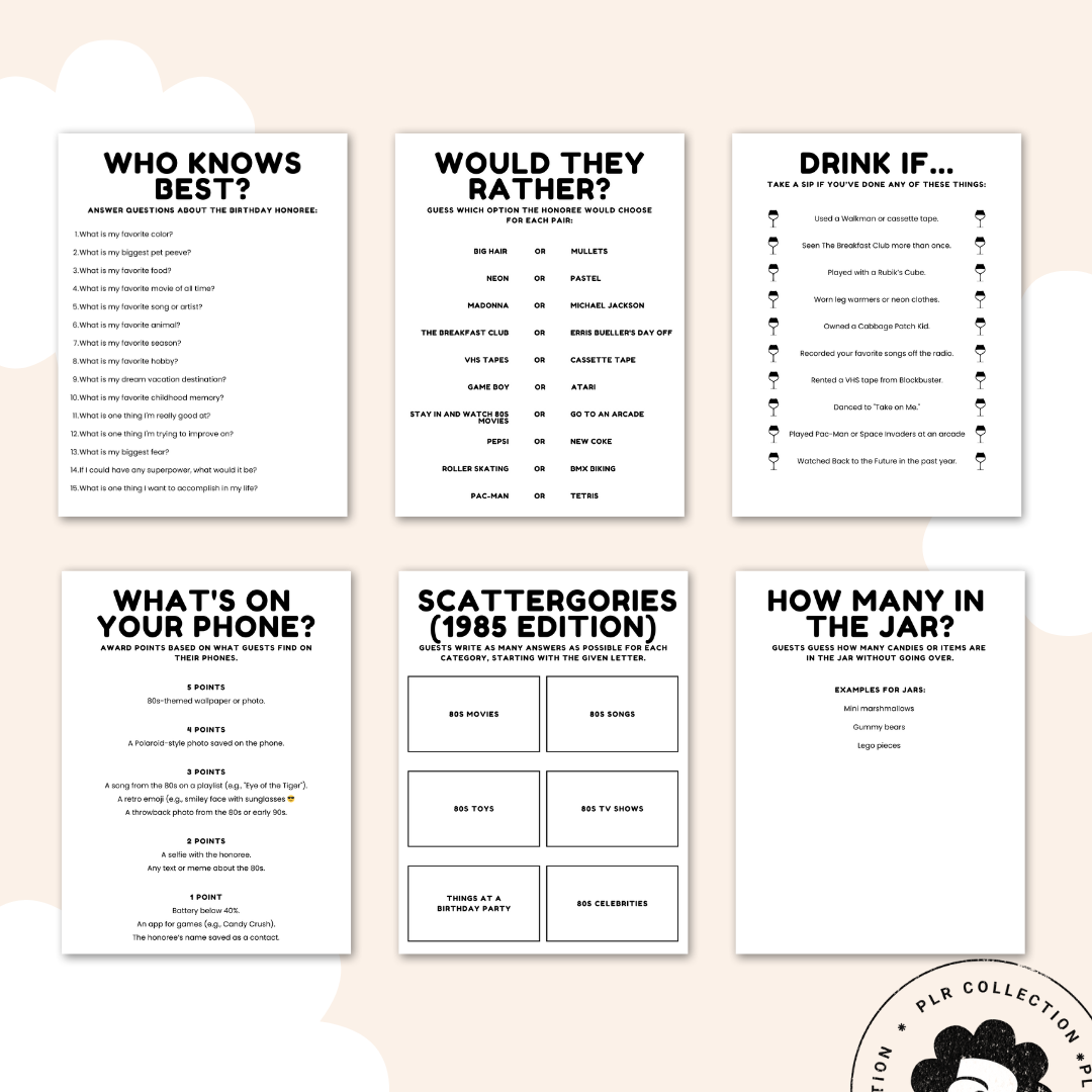 PLR ‘Born in 1985’ Trivia Games Set – Canva Template (Commercial Use)