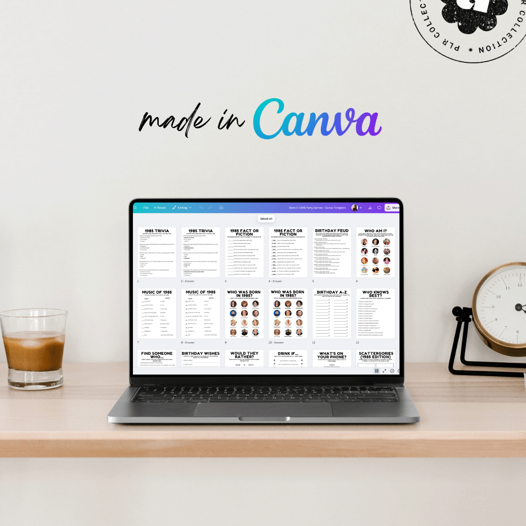 PLR ‘Born in 1985’ Trivia Games Set – Canva Template (Commercial Use)