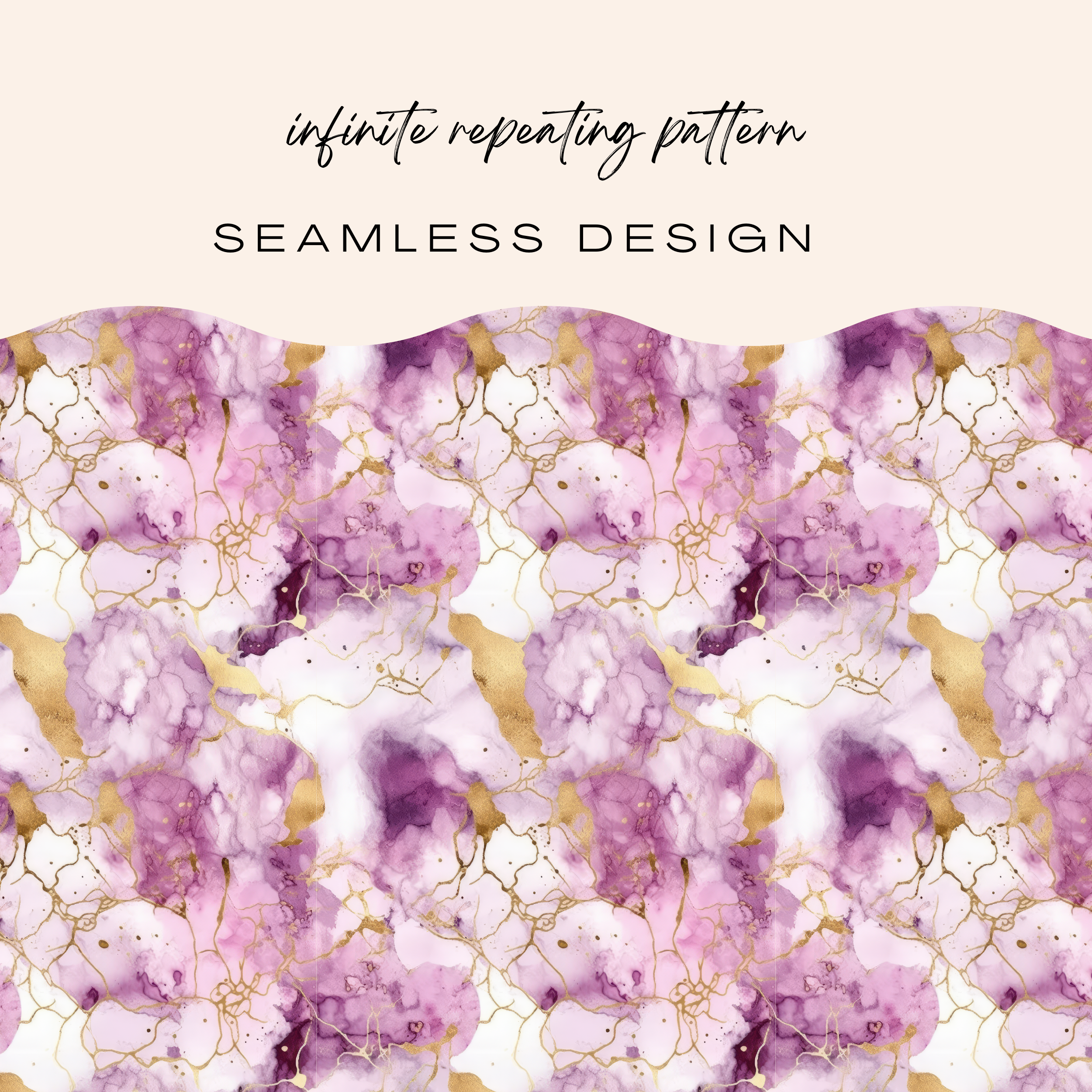 Pink, Purple & Gold Marble Seamless Pattern Clipart Bundle (Commercial Use)