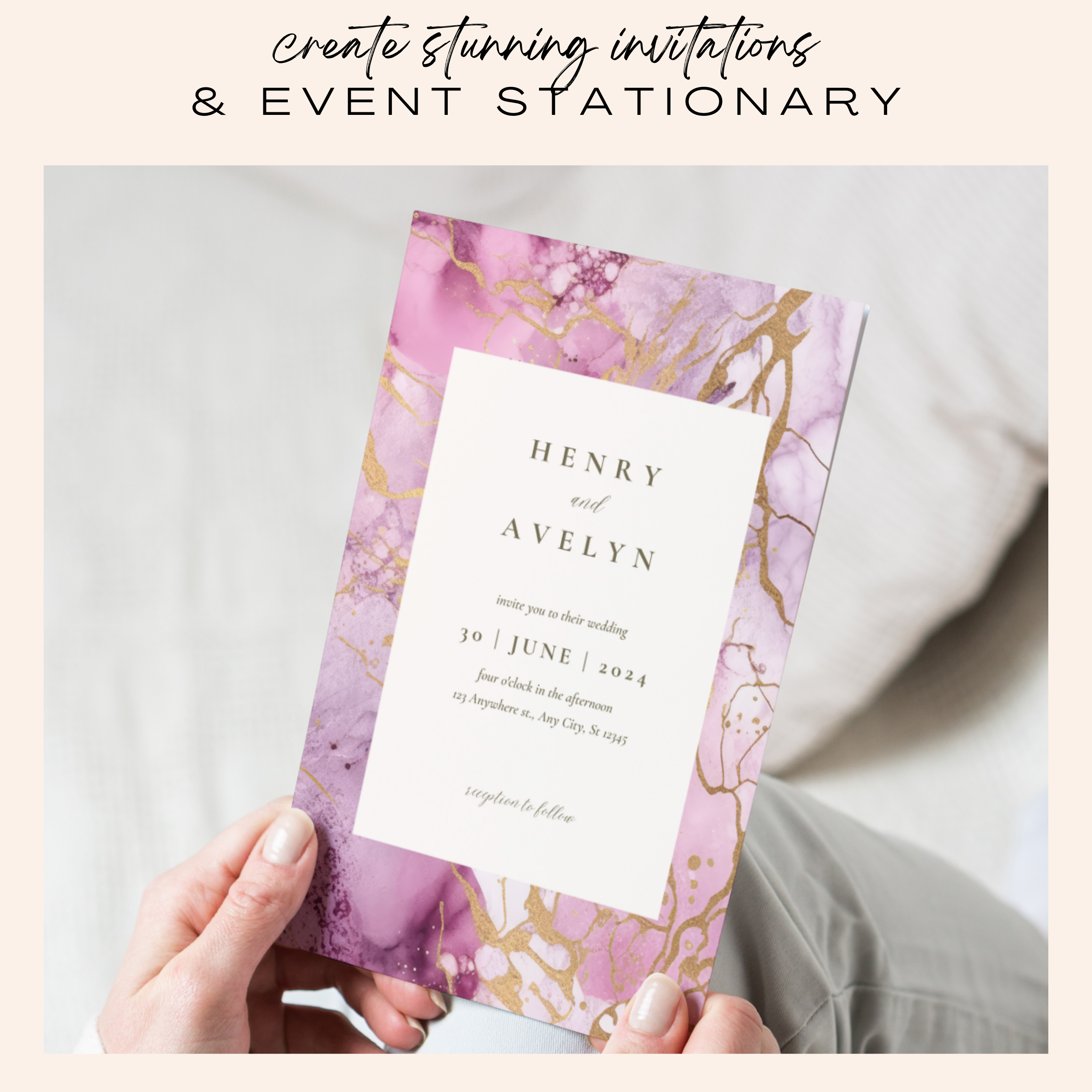 Pink, Purple & Gold Marble Seamless Pattern Clipart Bundle (Commercial Use)