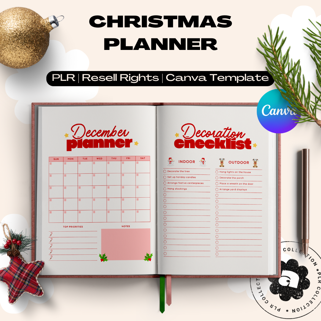 PLR - Christmas Planner Canva Template (Commercial Use)