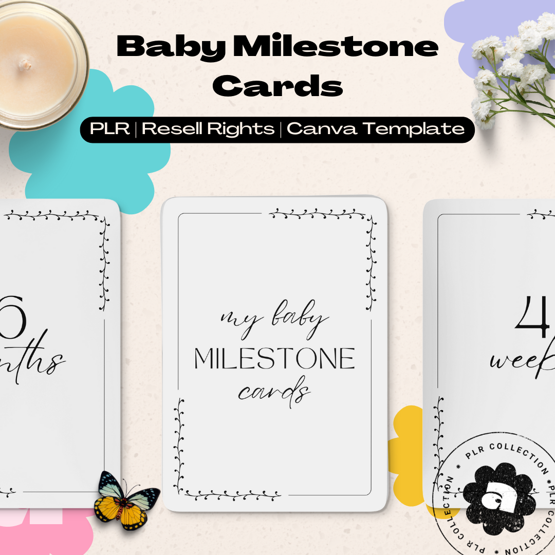 PLR - Baby Milestone Cards Canva Template (Commercial Use)