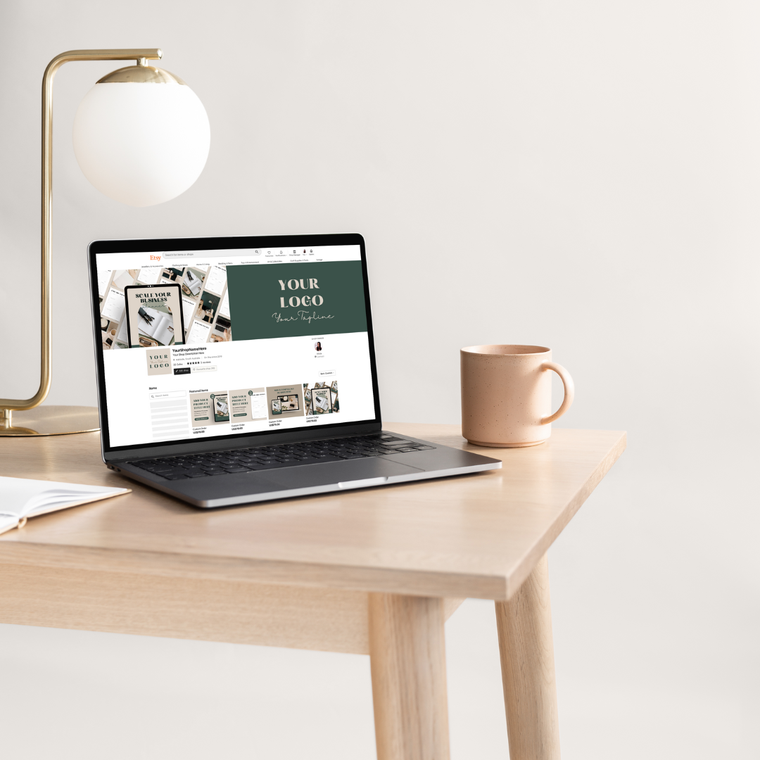 This is a mockup of an Etsy Branding Kit. Perfect for Etsy shop owners who are selling digital products.