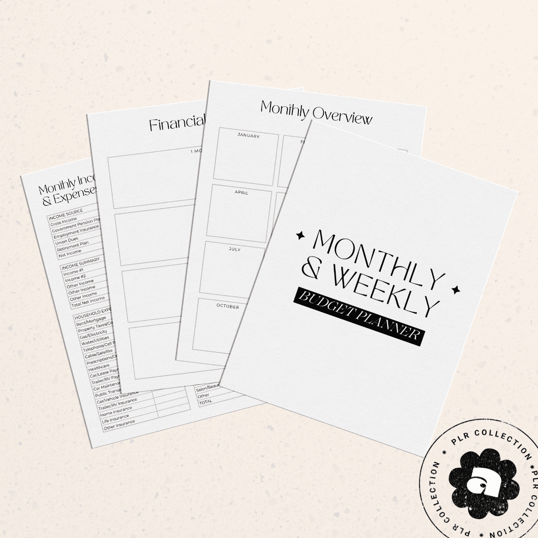 PLR - Monthly & Weekly Budget Planner Canva Template (Commercial Use)