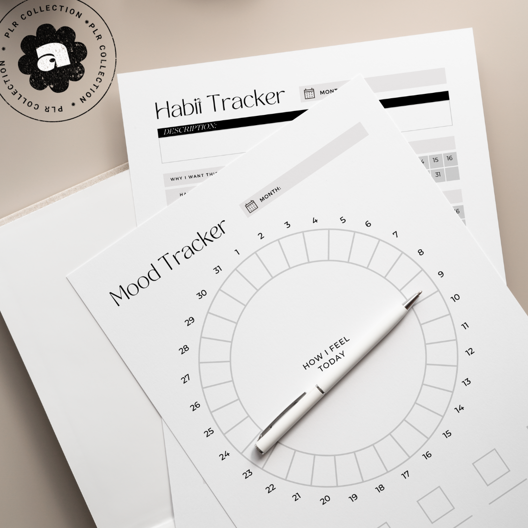 PLR - Habit Tracker Bundle Canva Template (Commercial Use)
