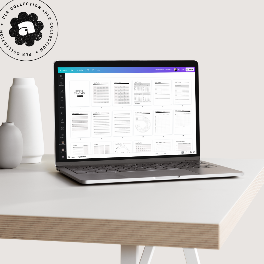 PLR - Habit Tracker Bundle Canva Template (Commercial Use)