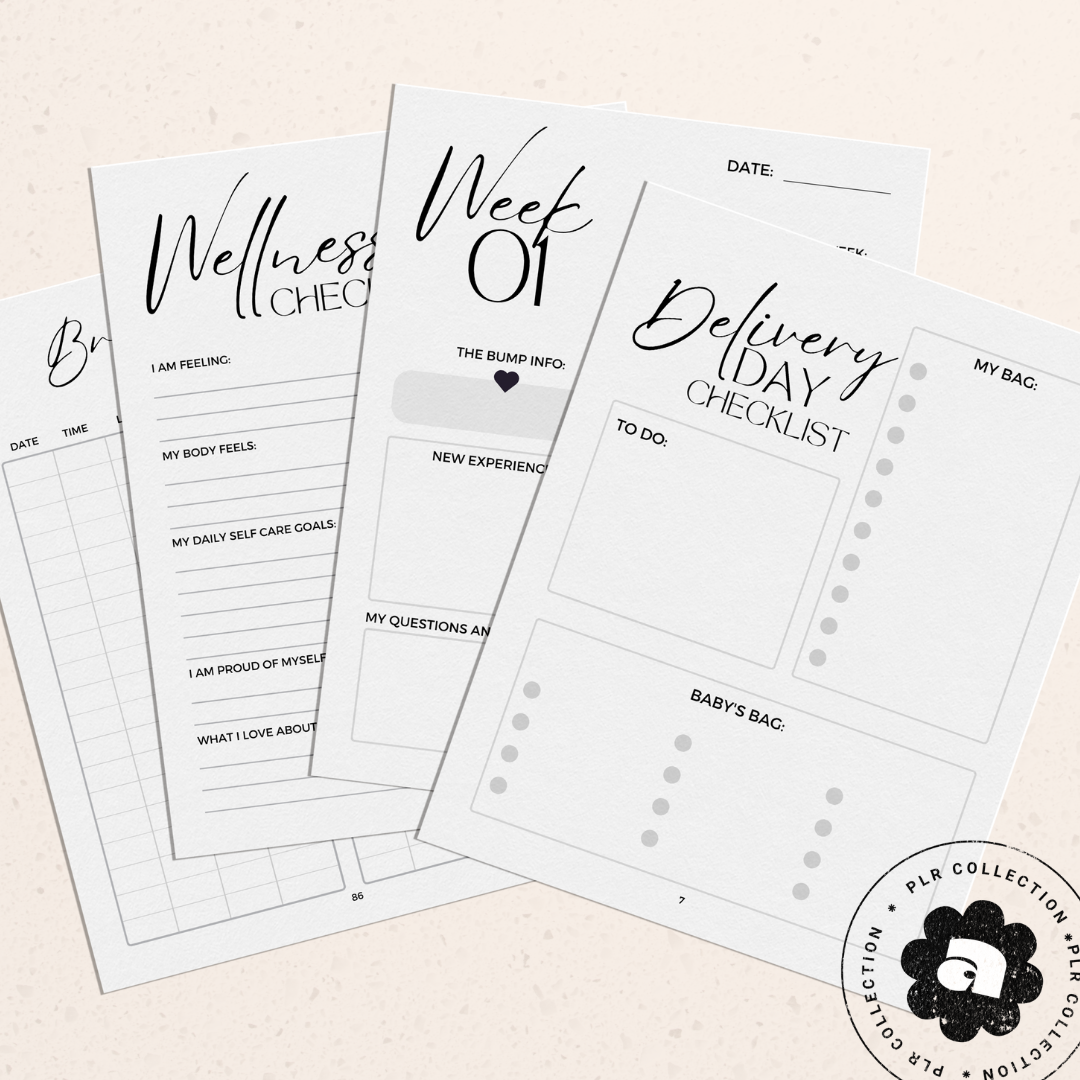 PLR - Pregnancy & New Baby Journal Canva Template (Commercial Use)