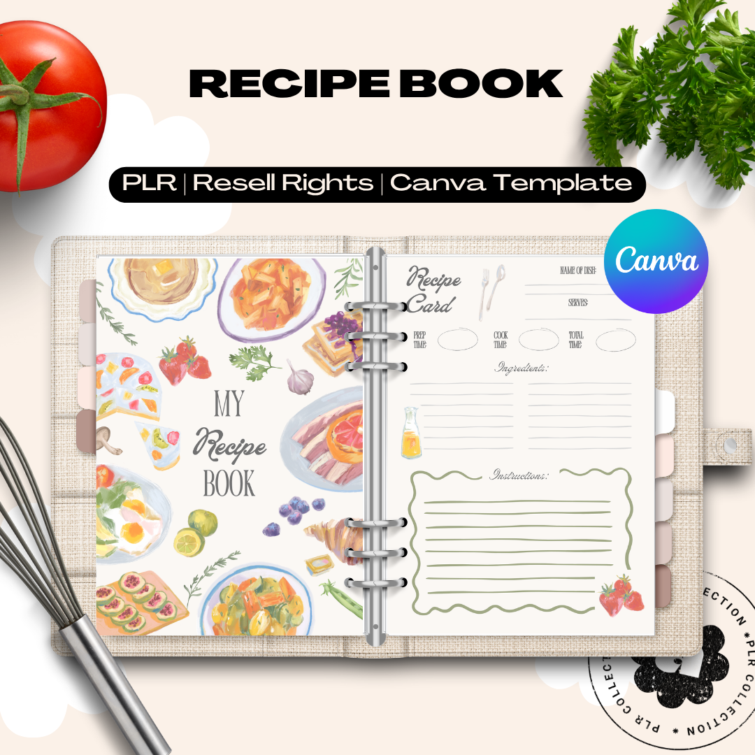 Printable Recipe Book Canva Template | PLR Resell Rights