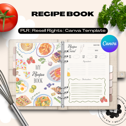 Printable Recipe Book Canva Template | PLR Resell Rights