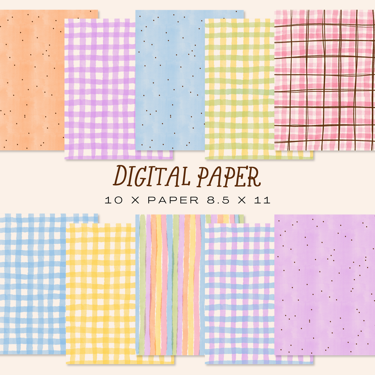 Spring Garden Clipart &amp; Digital Paper Bundle (Commercial Use)