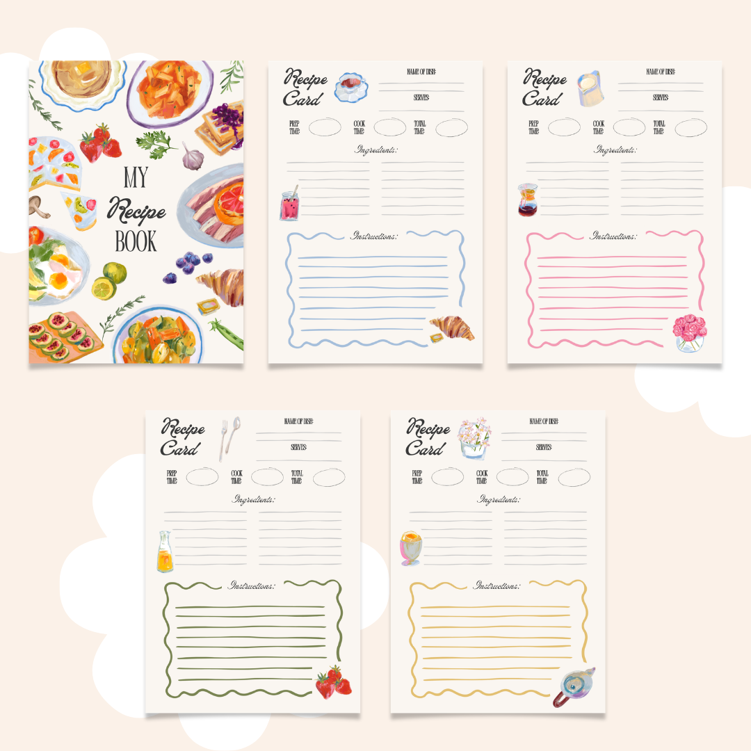 Printable Recipe Book Canva Template | PLR Resell Rights