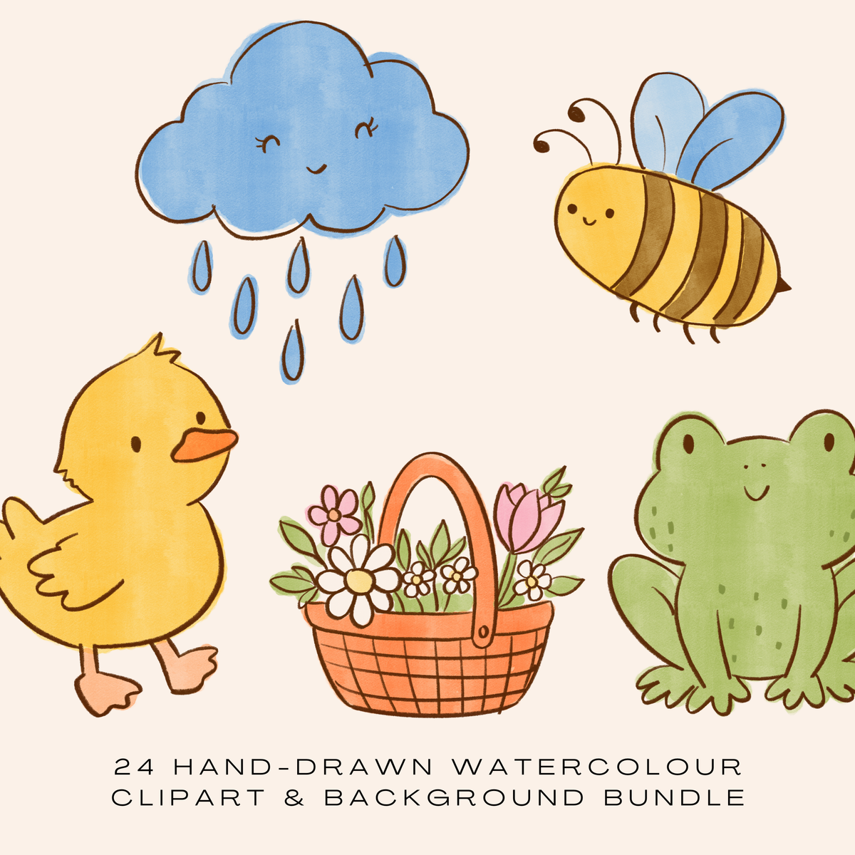 Spring Garden Clipart &amp; Digital Paper Bundle (Commercial Use)