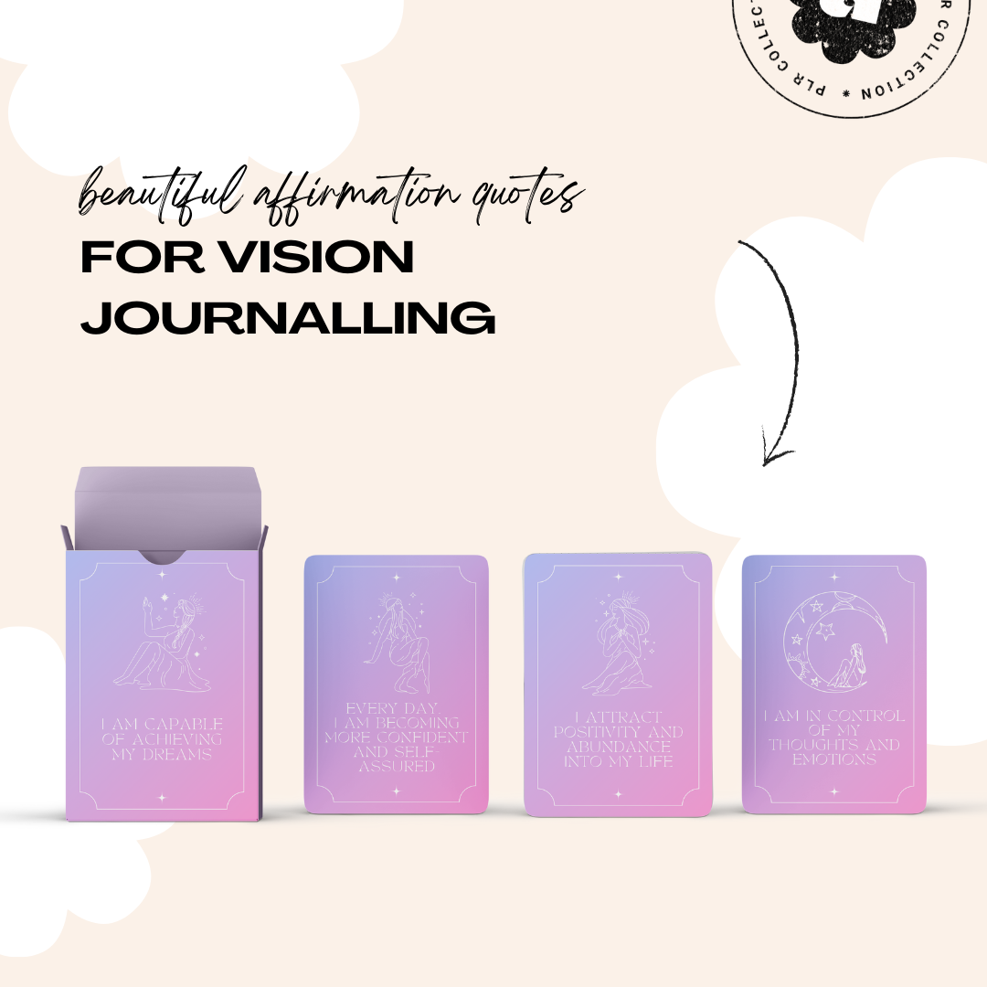 PLR - Vision Journalling Affirmation Cards Canva Template (Commercial Use)