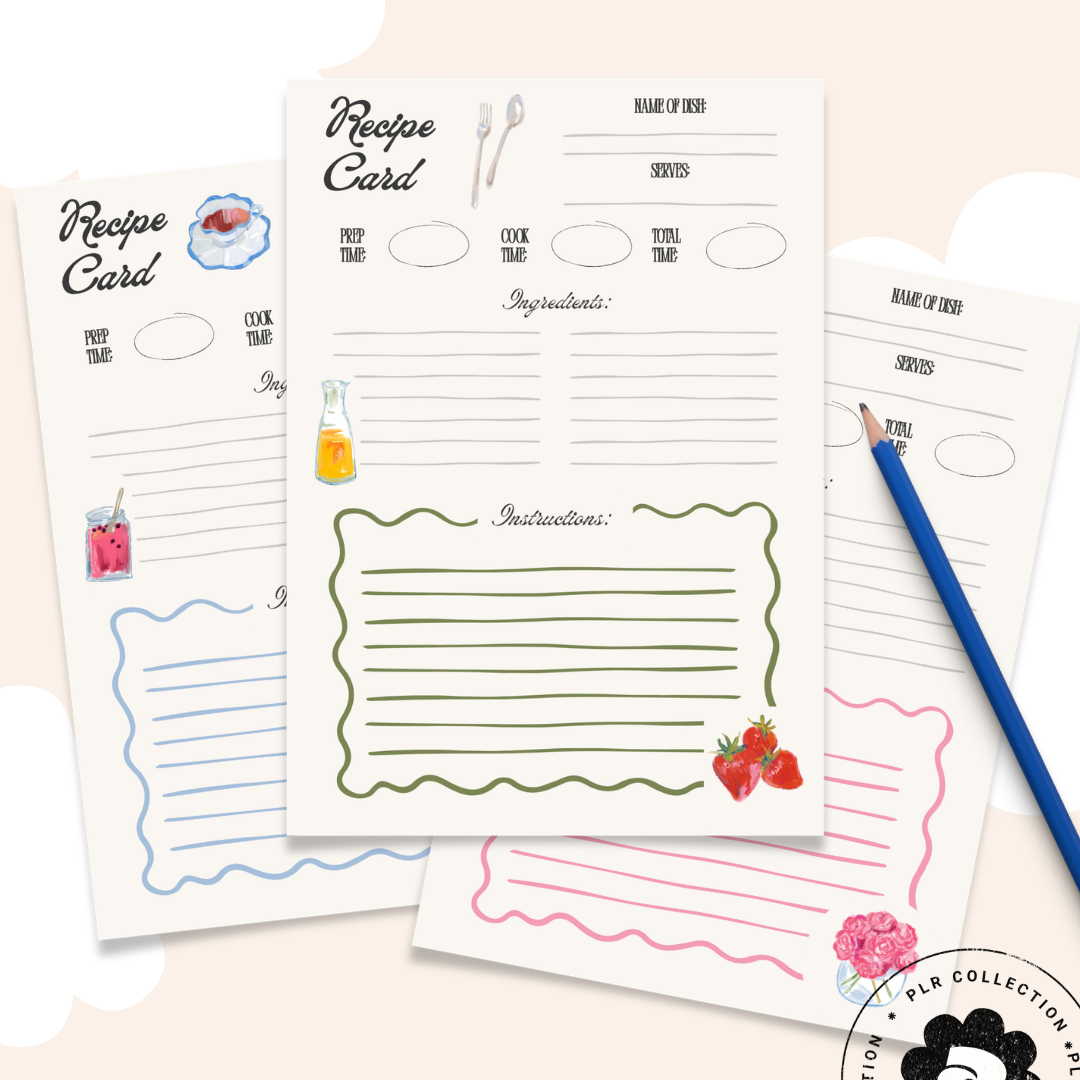 Printable Recipe Book Canva Template | PLR Resell Rights