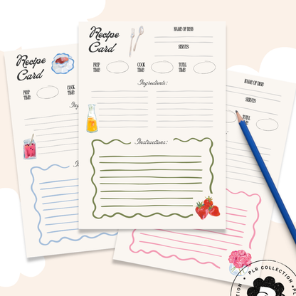 Printable Recipe Book Canva Template | PLR Resell Rights
