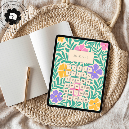 30-Day Gratitude Journal (Digital/Hyperlinked) – Canva Template (PLR)